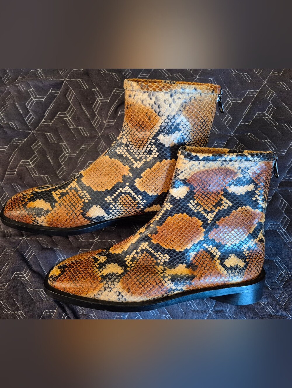 Womens L'Intervalle Alfama Multi Honey Snake Look Leather Ankle Boot Size 38
